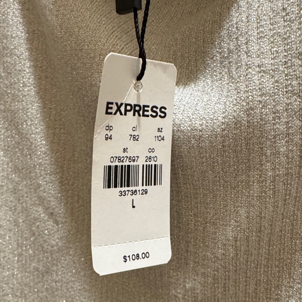 Express Off-White Long-Sleeve Bodycon Midi Dress - Picture 3 of 3